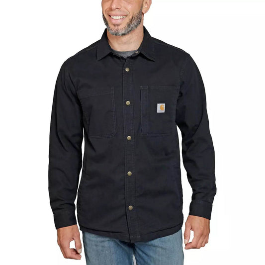 Carhartt Fleece Lined Snap Front Shirt Jacket Black - NatureLife