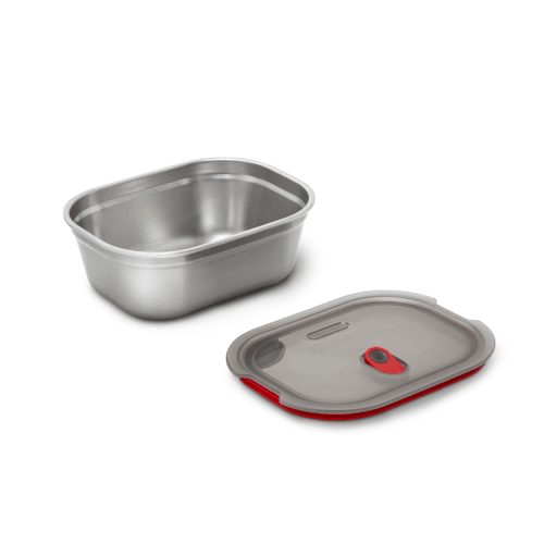 Steel Box Medium 0,9L Grå/röd - NatureLife