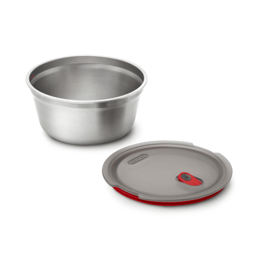 Steel Bowl Large 0,95L Grå/röd - NatureLife