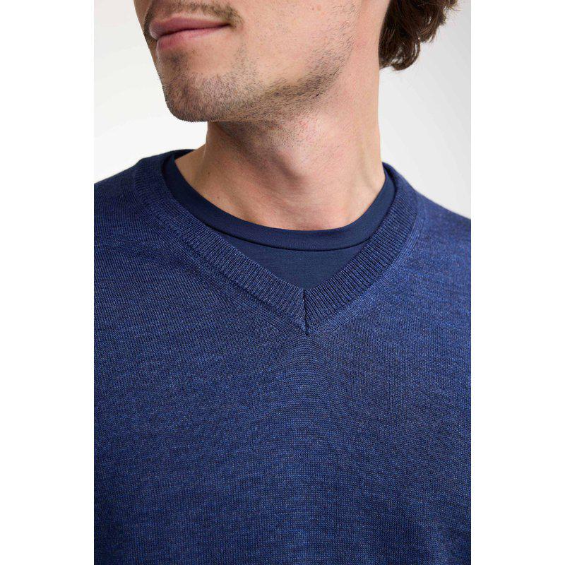 Ivanhoe Merino V-Neck Male Steelblue