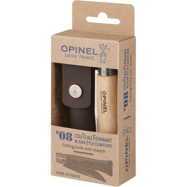 Opinel N°08 Beech Stainless Steel + Sheath / Fällknivset med Slida - NatureLife