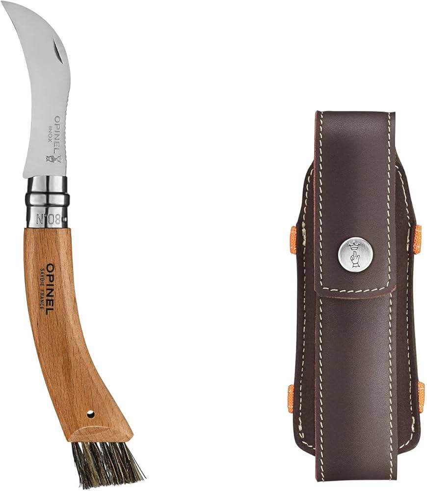 Opinel N08 Mushroom Oak + Sheath / Svampkniv & hölster - NatureLife