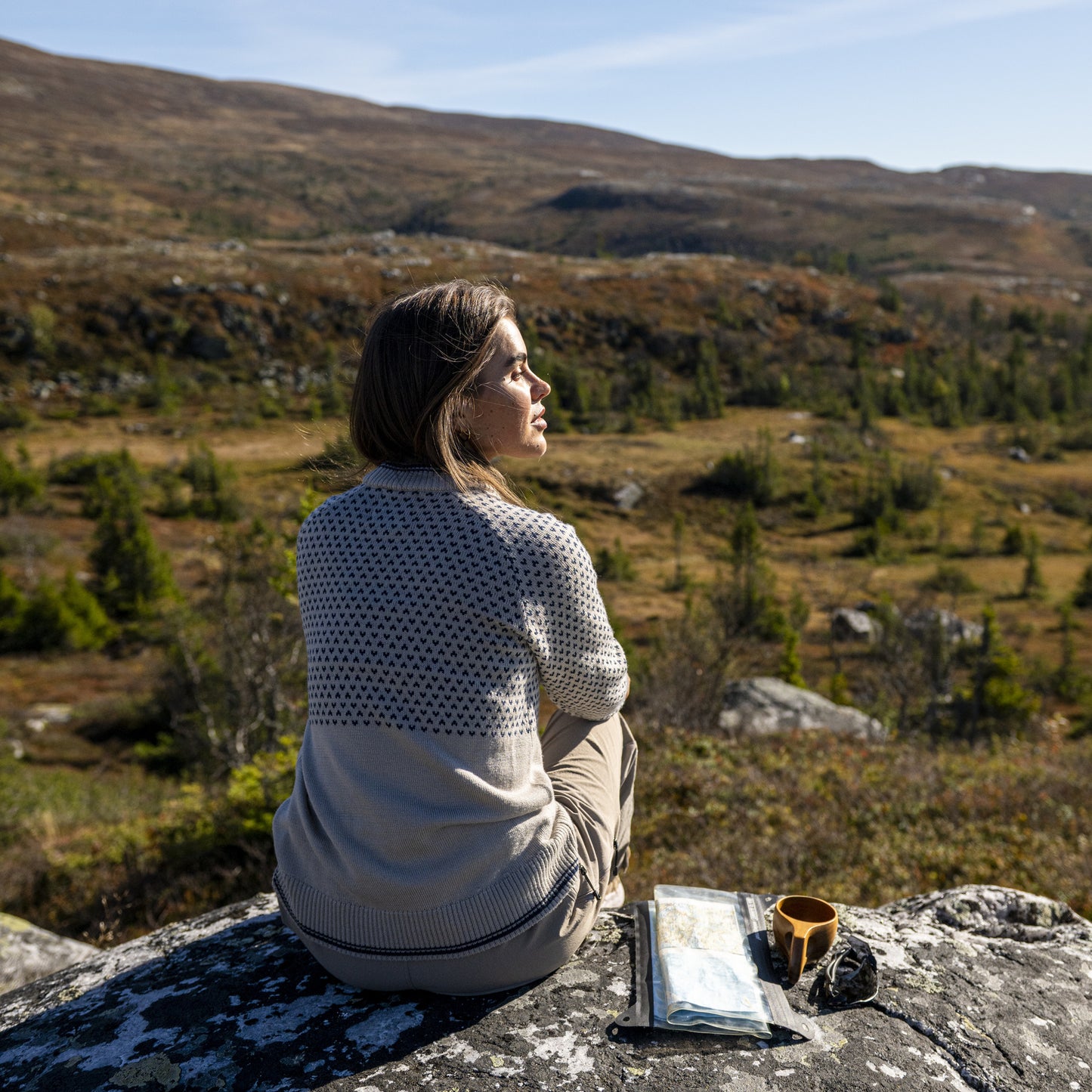 Bergans Alvdal Wool Jumper Women Sandstone / Navy Blue
