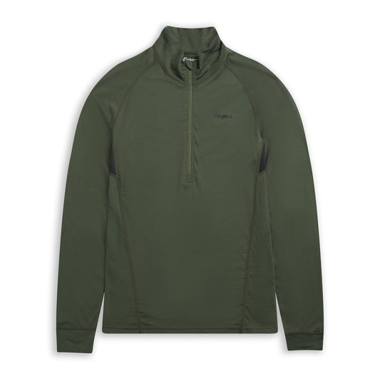 Bergans Inner:Pure Merino Half Zip Men Pine Forest / Dark Shadow Grey