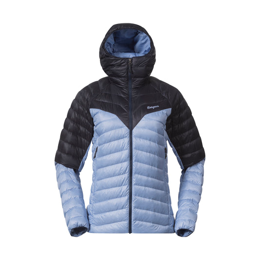 Bergans Tind Light Down Jacket Hood Women Blueberry Milk/Navy Blue