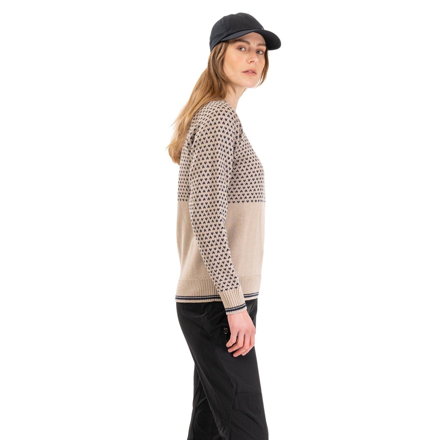 Bergans Alvdal Wool Jumper Women Sandstone / Navy Blue