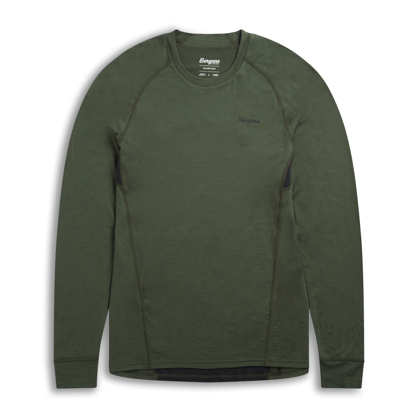 Bergans Inner:Pure Merino Long Sleeve Men Pine Forest / Dark Shadow Grey