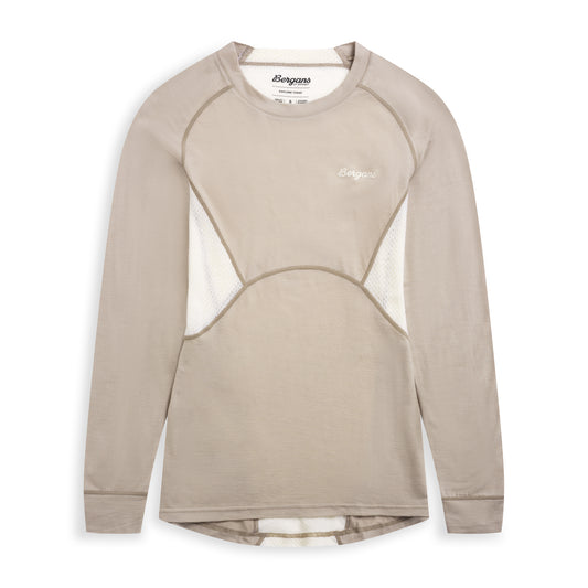 Bergans Inner:Pure Merino Long Sleeve Women Sandstone / Vanilla White