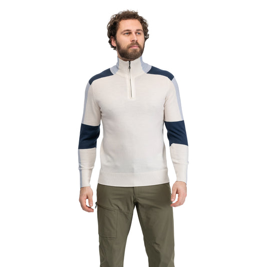 Bergans Lyderhorn Wool Half Zip Men Creme / Navy Blue
