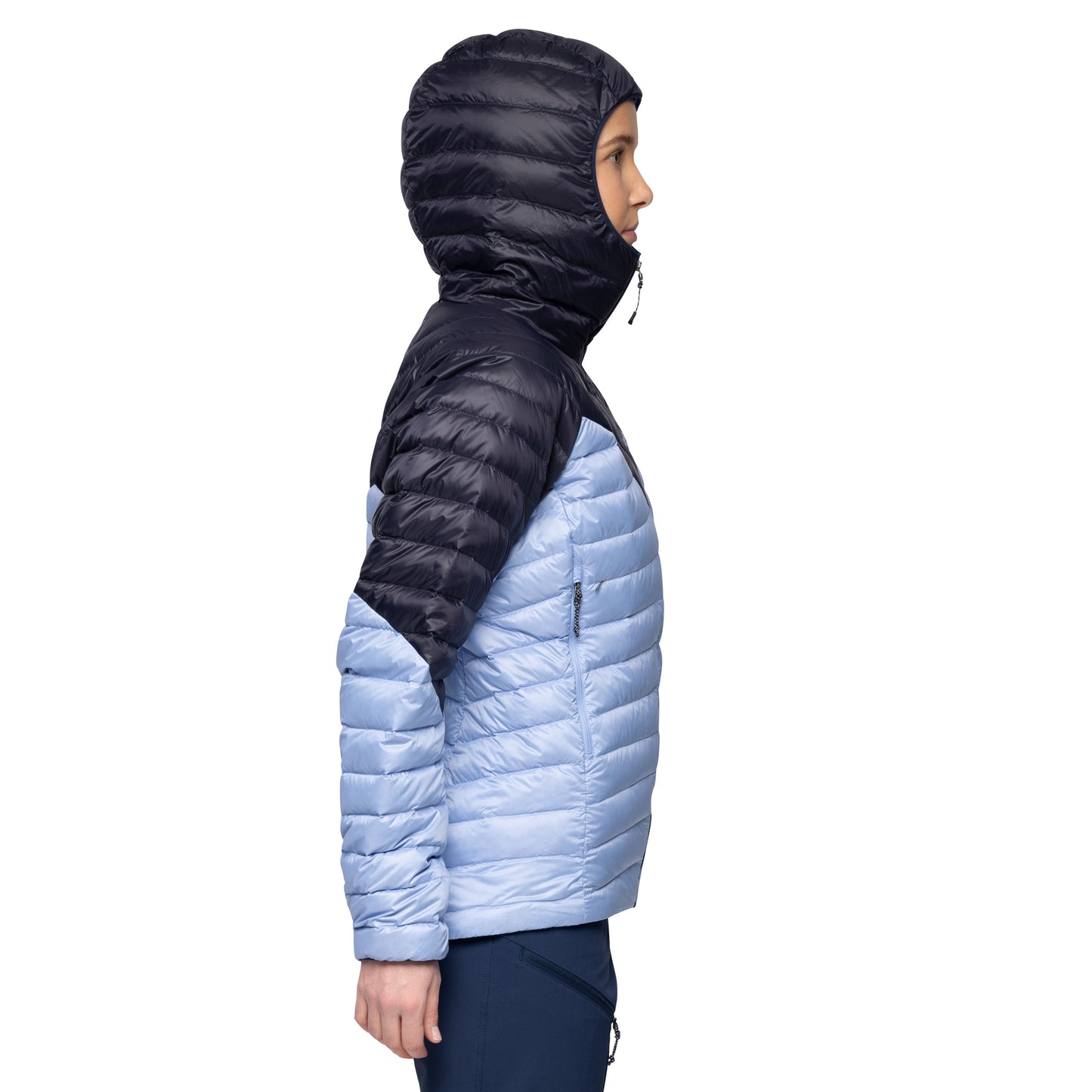 Bergans Tind Light Down Jacket Hood Women Blueberry Milk/Navy Blue