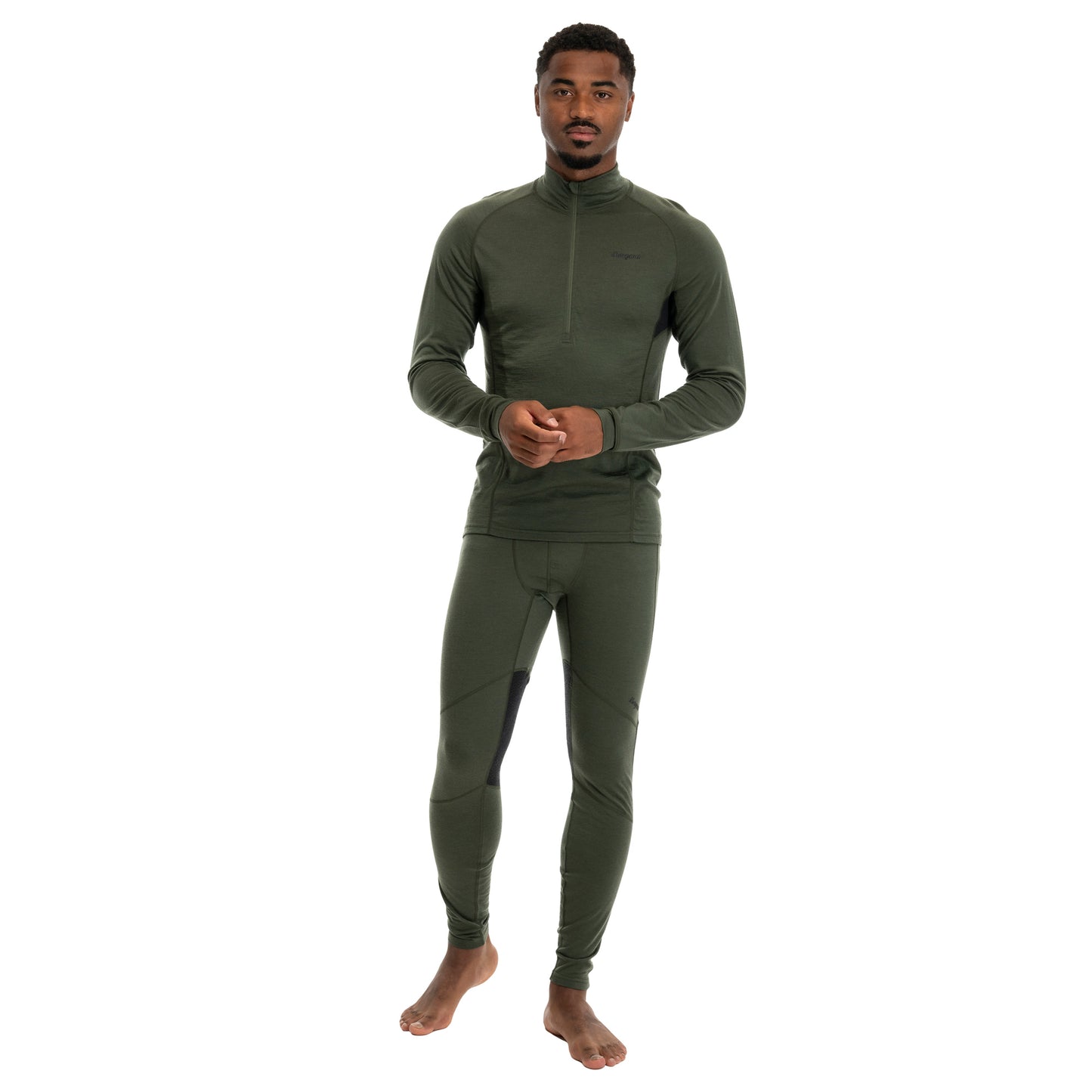 Bergans Inner:Pure Merino Half Zip Men Pine Forest / Dark Shadow Grey