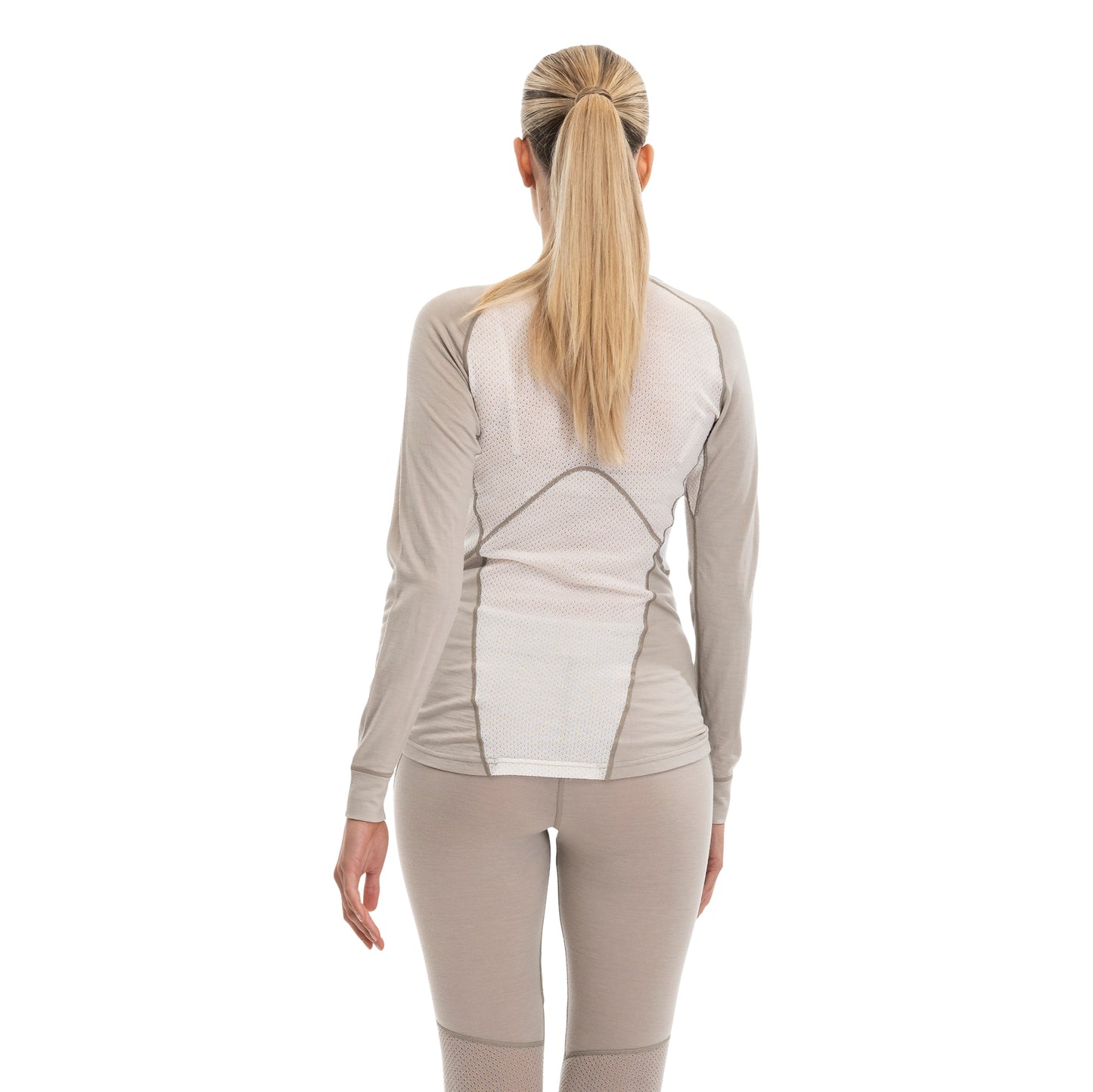 Bergans Inner:Pure Merino Long Sleeve Women Sandstone / Vanilla White