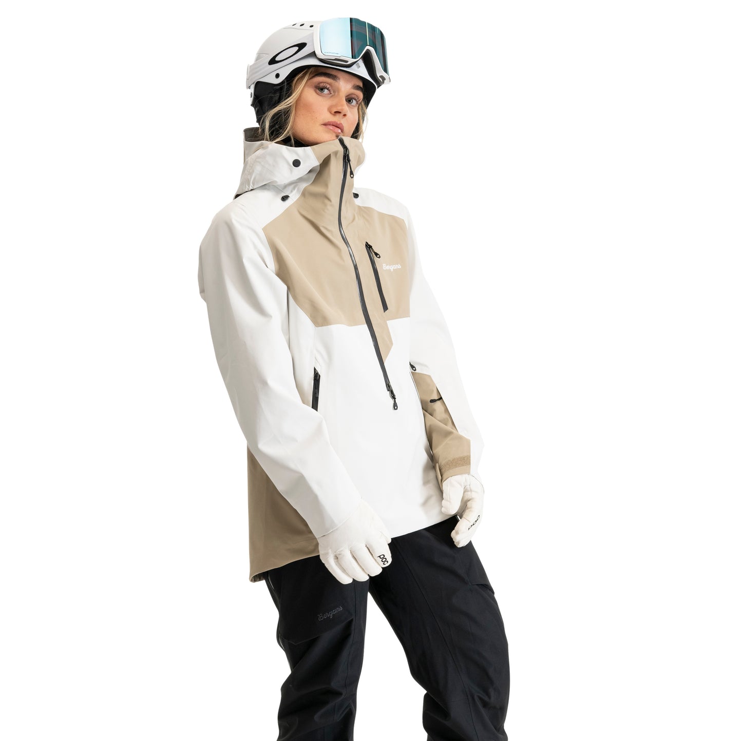 Bergans Oppdal 3L Shell Anorak Unisex Arctic White / Sandstone