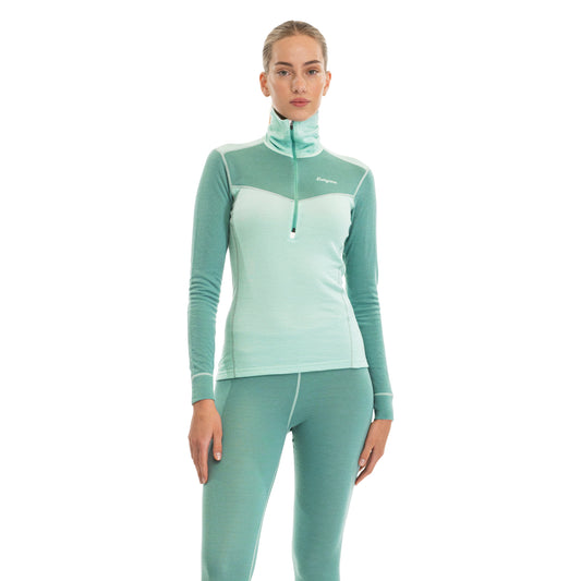 Bergans Inner:Dual Merino Half Zip Women Mint Crush/Dark Mint Crush