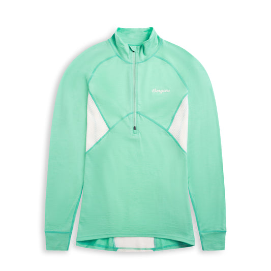 Bergans Inner:Pure Merino Half Zip Women Mint Crush / Vanilla White