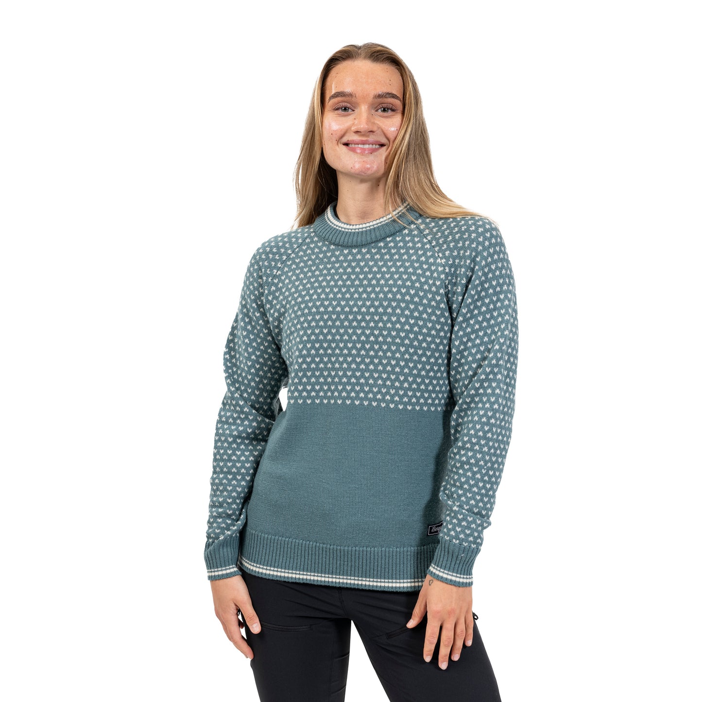 Bergans Alvdal Wool Jumper Women Grey Sage / Vanilla White