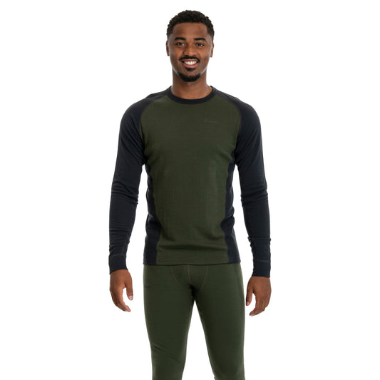 Bergans Inner: Dual Merino Long Sleeve Men Pine Forest / Dark Shadow Grey
