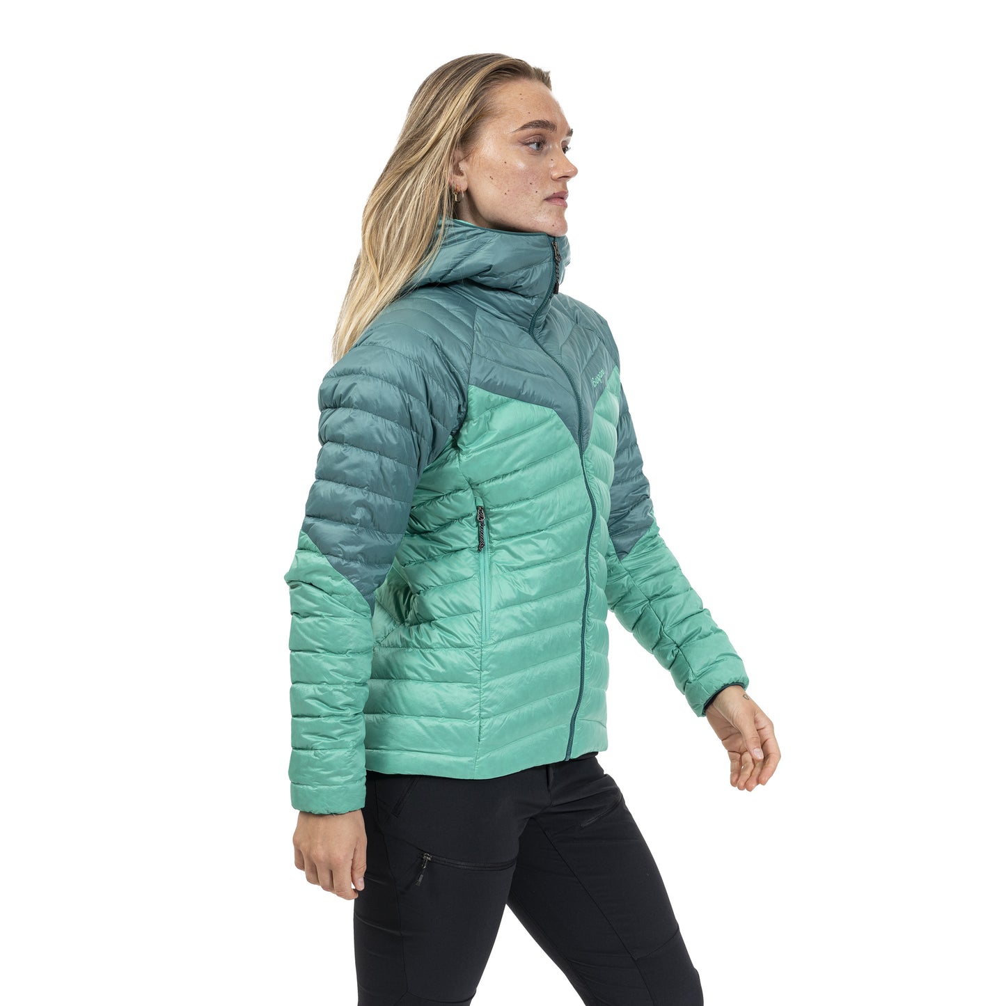 Bergans Tind Light Down Jacket Hood Women Light Malachite Green/Malachite Green