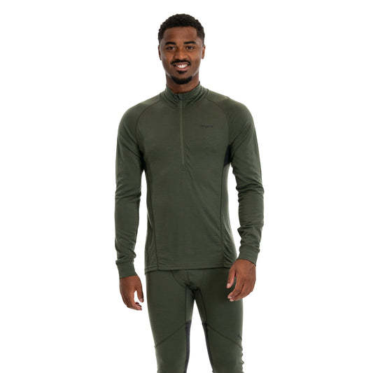 Bergans Inner:Pure Merino Half Zip Men Pine Forest / Dark Shadow Grey