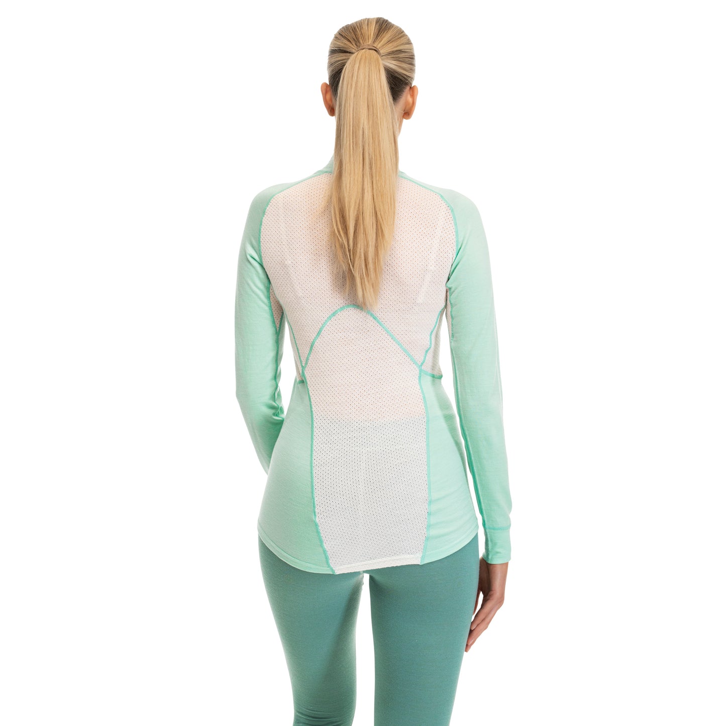 Bergans Inner:Pure Merino Half Zip Women Mint Crush / Vanilla White