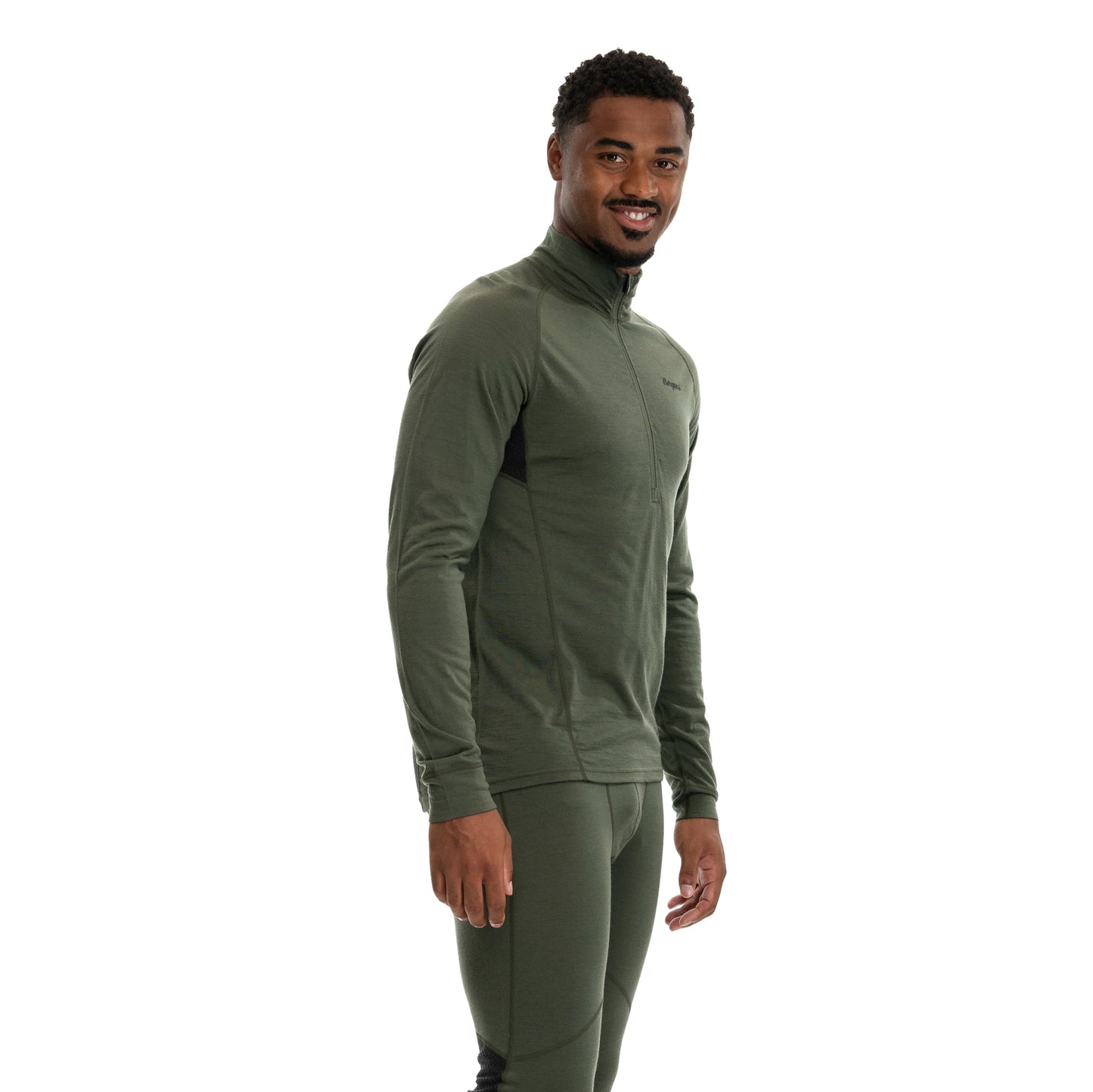 Bergans Inner:Pure Merino Half Zip Men Pine Forest / Dark Shadow Grey