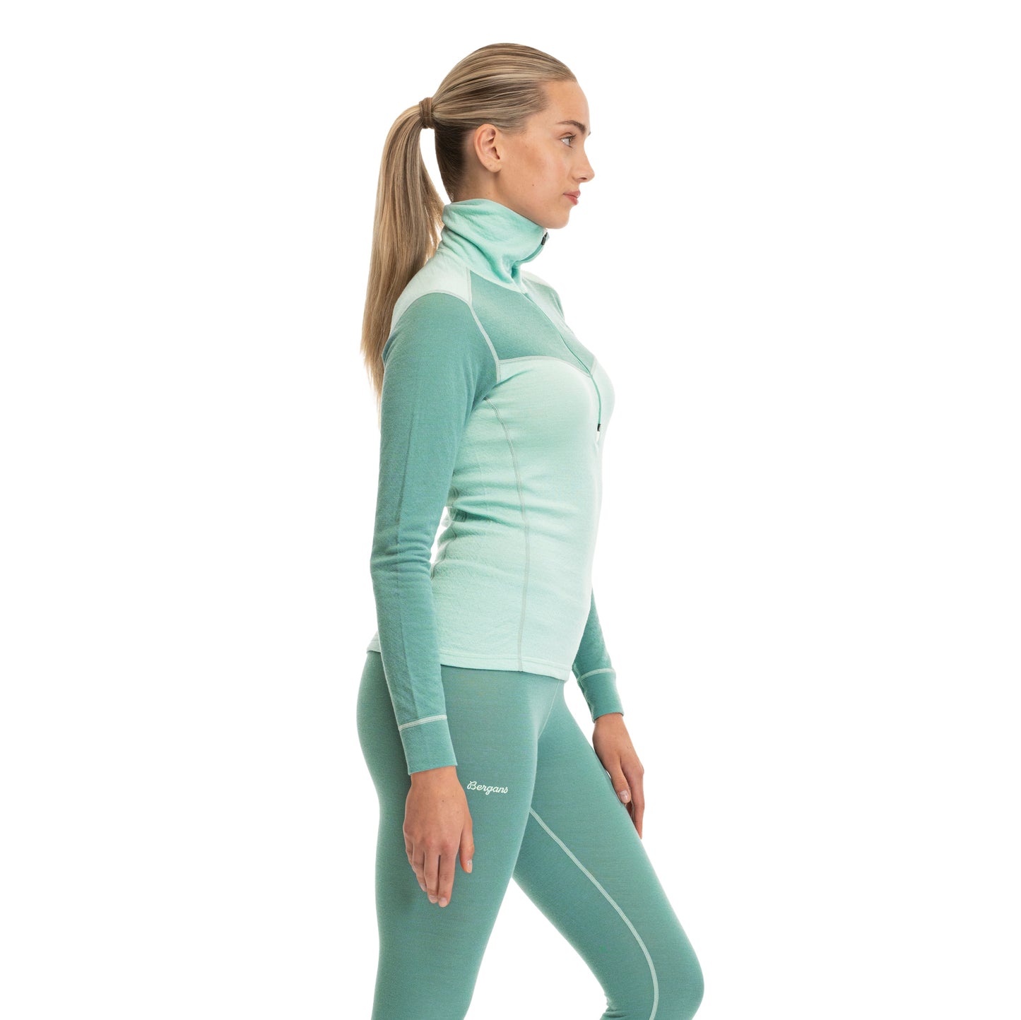 Bergans Inner:Dual Merino Half Zip Women Mint Crush/Dark Mint Crush