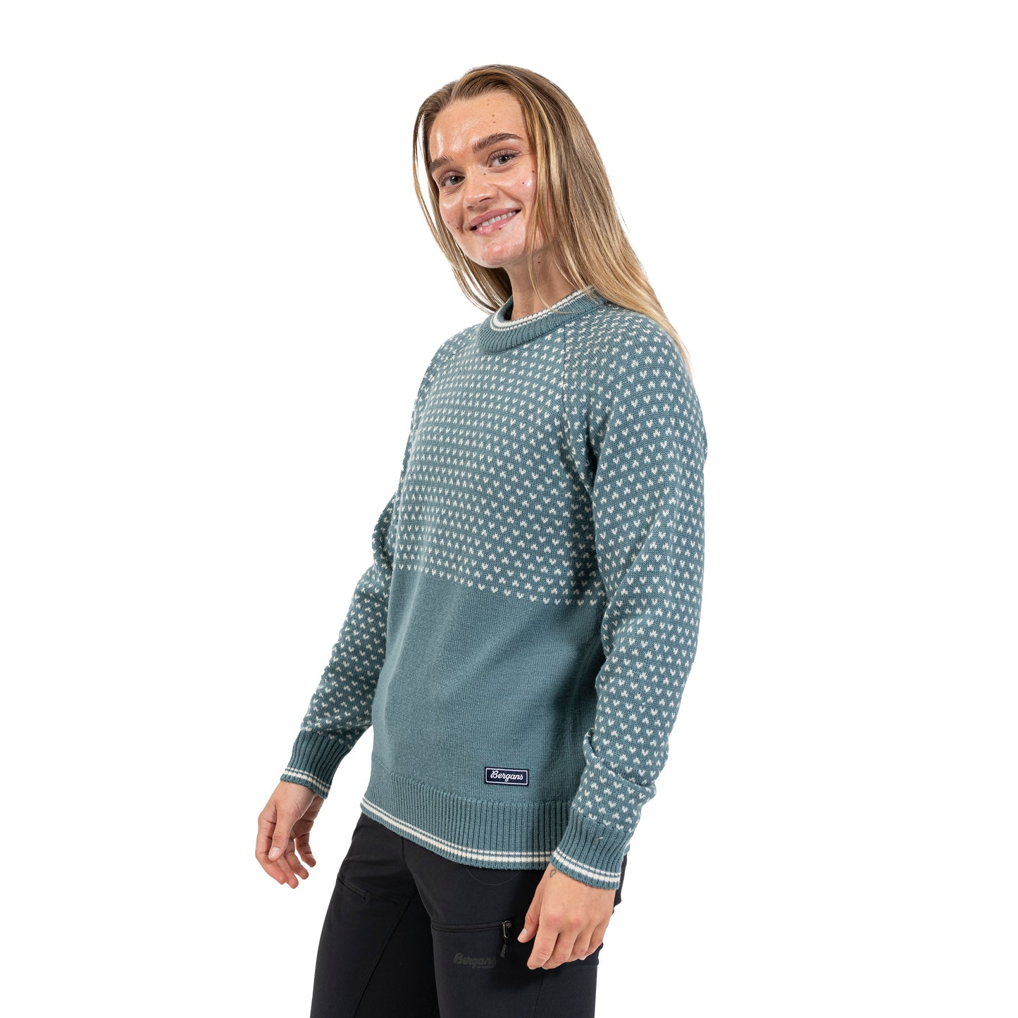 Bergans Alvdal Wool Jumper Women Grey Sage / Vanilla White