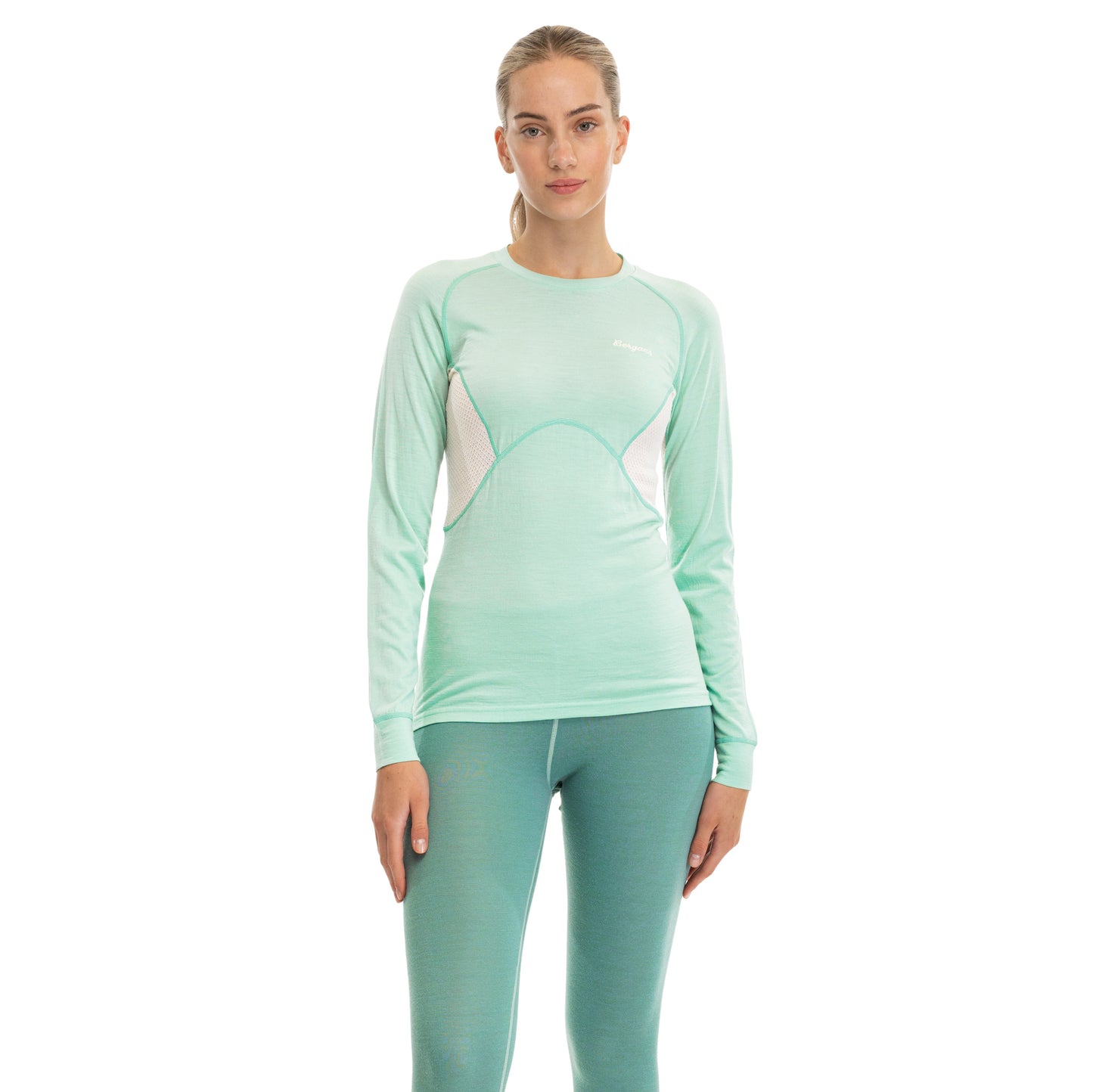 Bergans Inner:Pure Merino Long Sleeve Women Mint Crush / Vanilla White