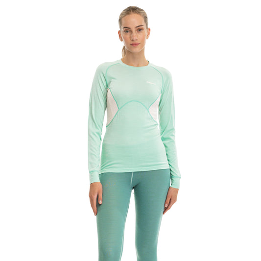 Bergans Inner:Pure Merino Long Sleeve Women Mint Crush / Vanilla White