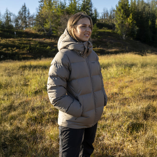 Bergans Lava Warm Down Jacket w/Hood Women Rock Taupe