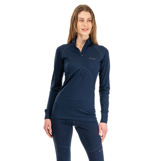 Bergans Inner:Pure Merino Half Zip Women Navy Blue