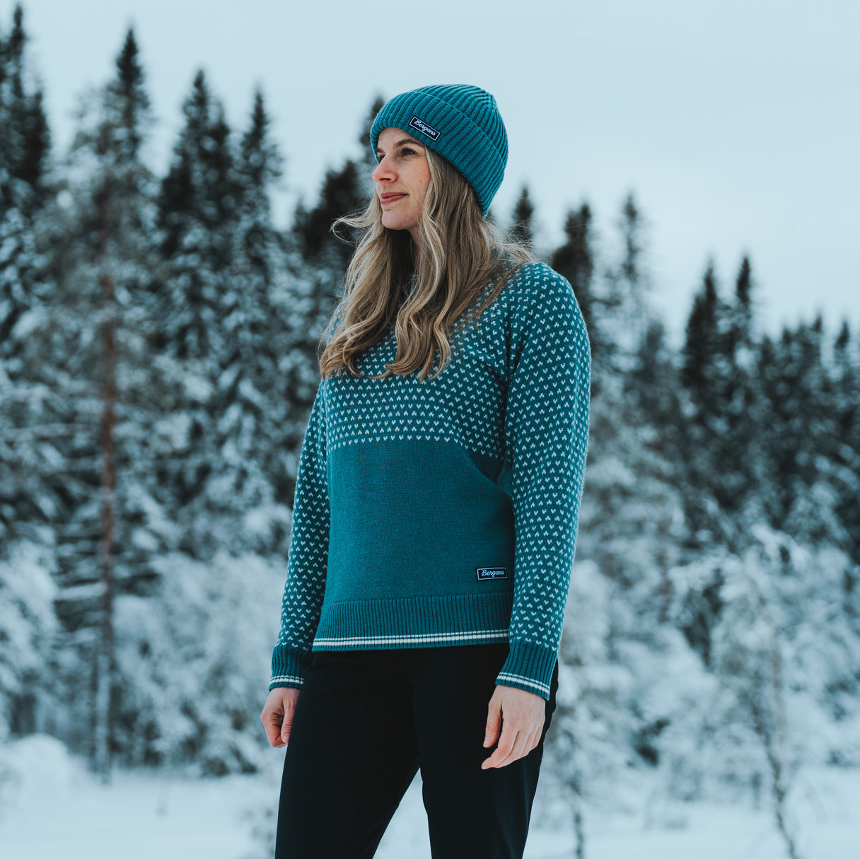 Bergans Alvdal Wool Jumper Women Grey Sage / Vanilla White