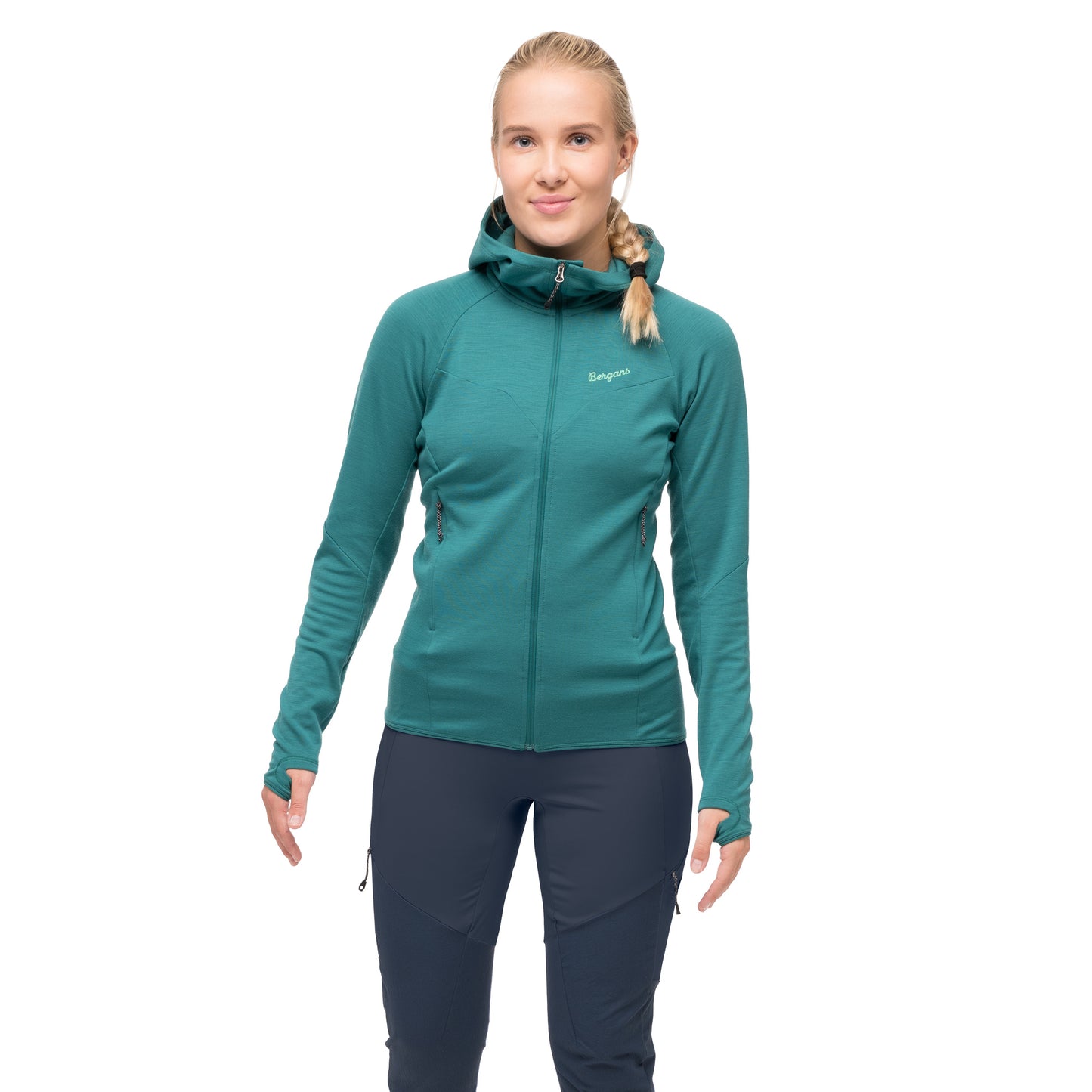 Bergans Tind Merino Hood Jacket Women Malachite Green