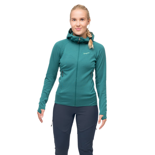 Bergans Tind Merino Hood Jacket Women Malachite Green