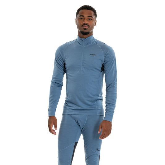 Bergans Inner:Pure Merino Half Zip Men Elemental Blue / Dark Shadow Grey