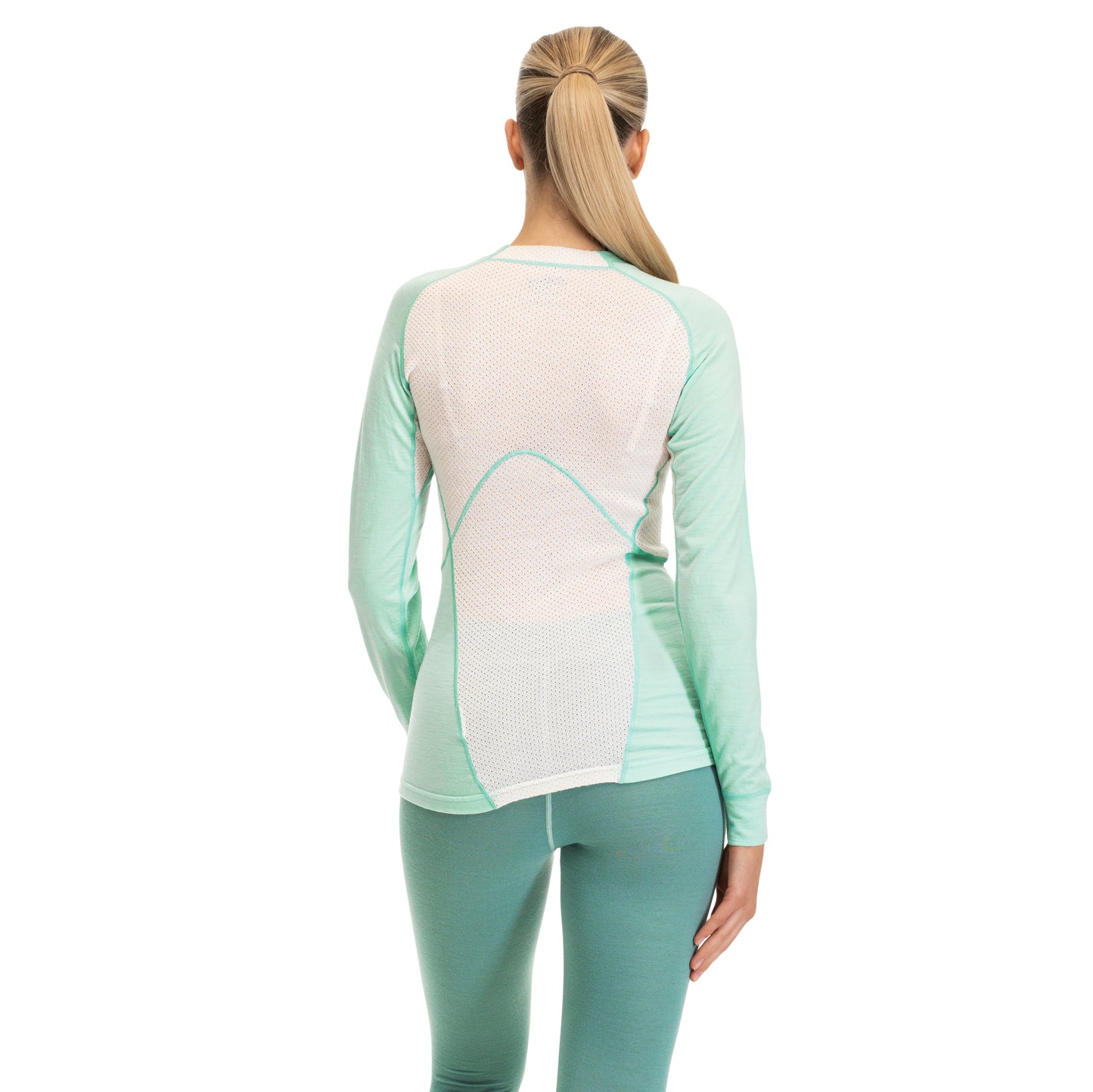 Bergans Inner:Pure Merino Long Sleeve Women Mint Crush / Vanilla White