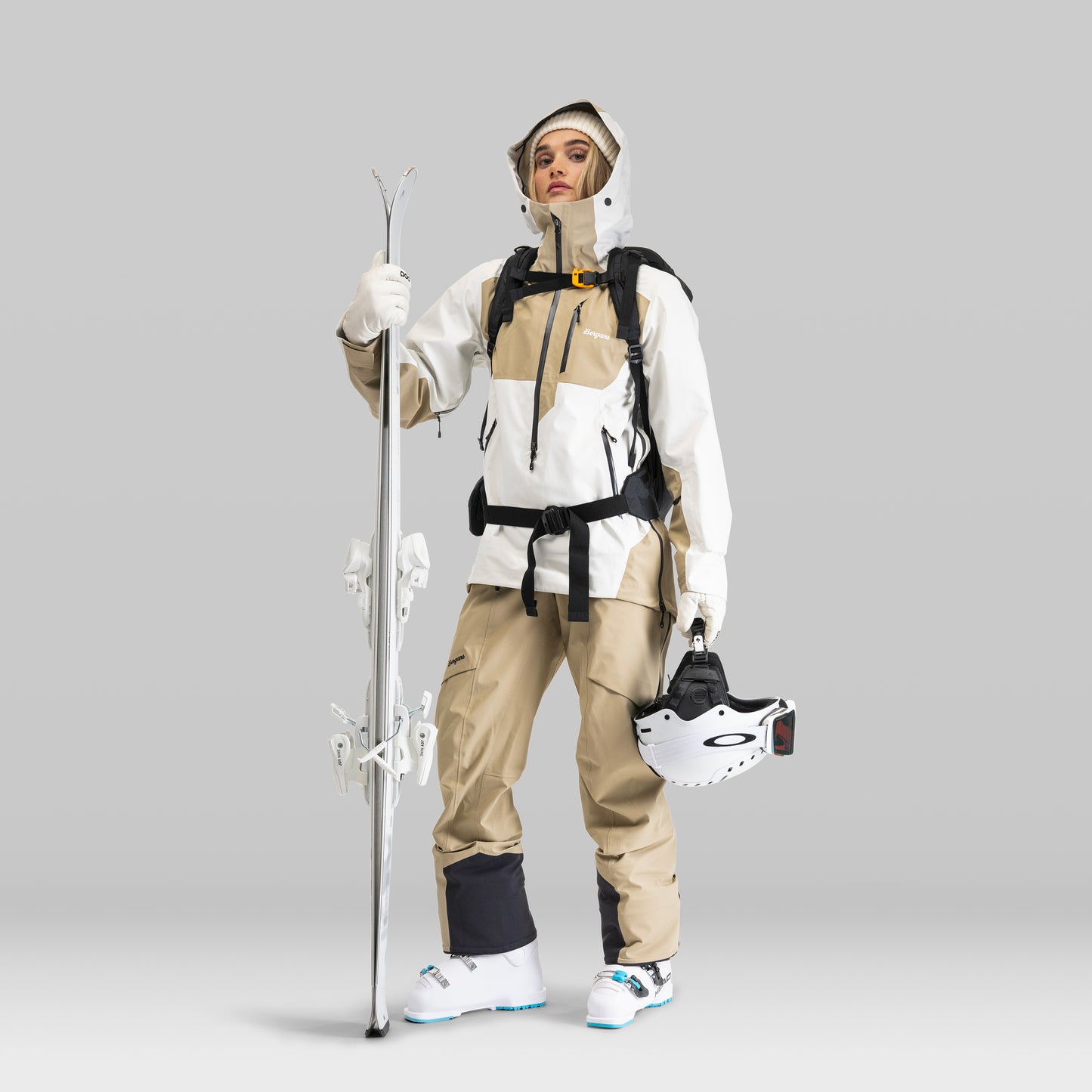 Bergans Oppdal 3L Shell Anorak Unisex Arctic White / Sandstone