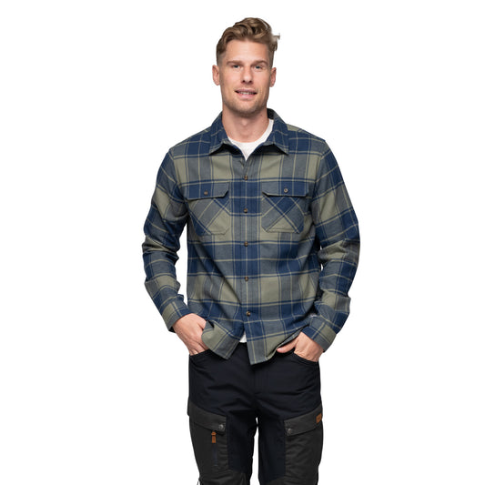 Bergans Nordmarka Flannel Shirt Men Green Mud/Navy Blue Check