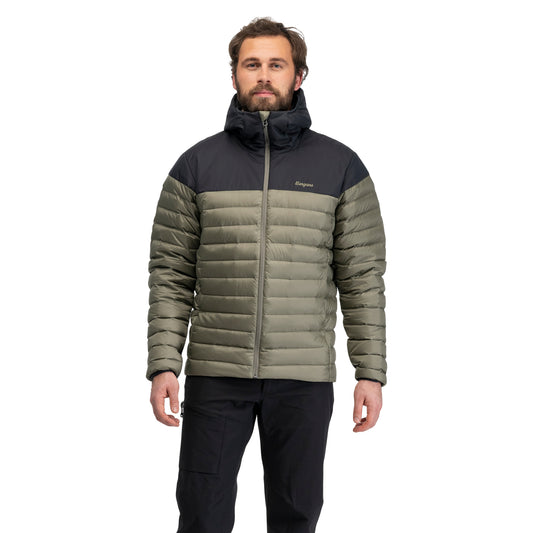 Bergans Lom Light Down Hood Jacket Men Green Mud / Dark Shadow Grey
