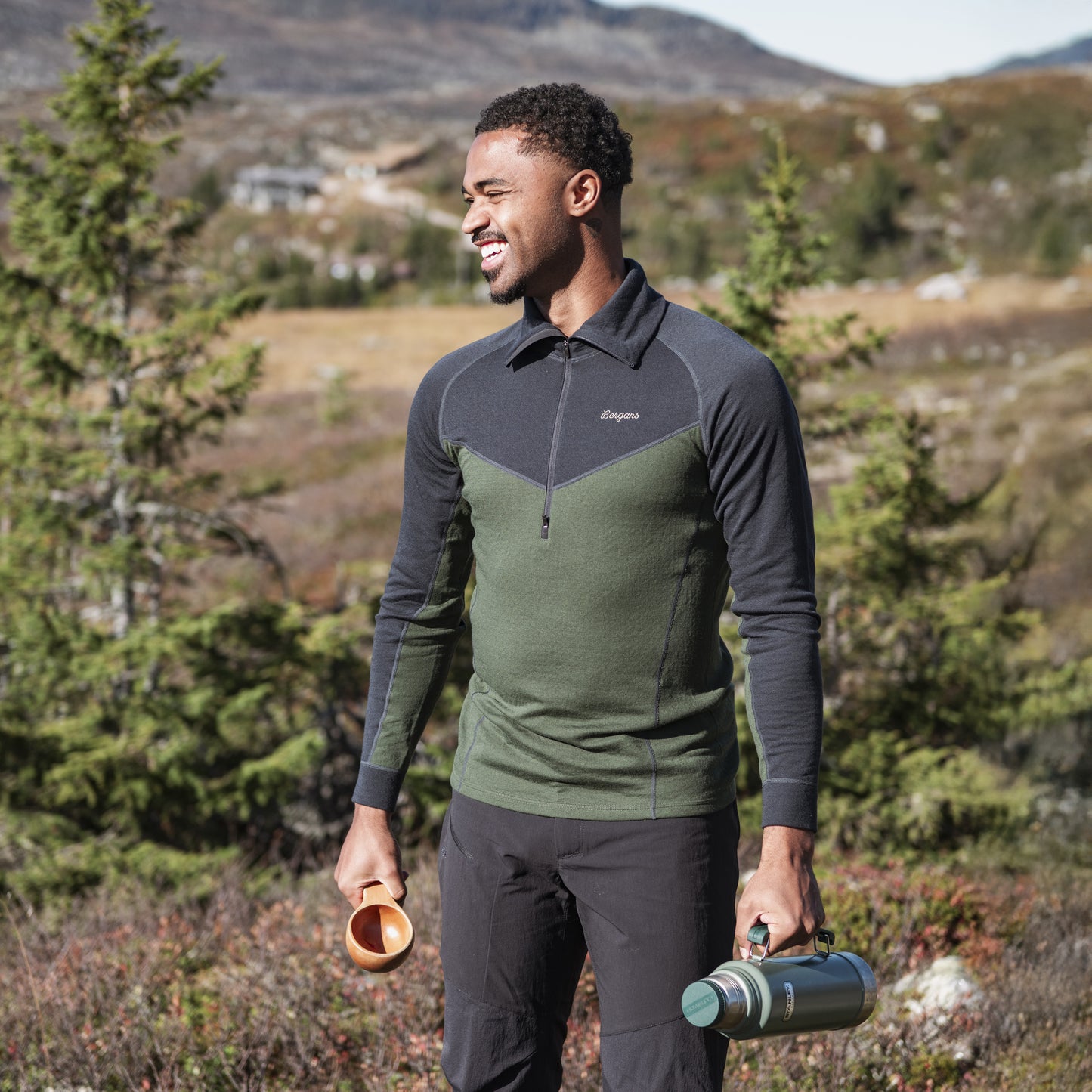 Bergans Inner:Dual Merino Half Zip Men Pine Forest/Dark Shadow Grey