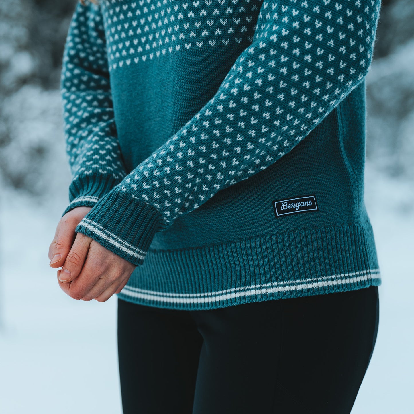Bergans Alvdal Wool Jumper Women Grey Sage / Vanilla White