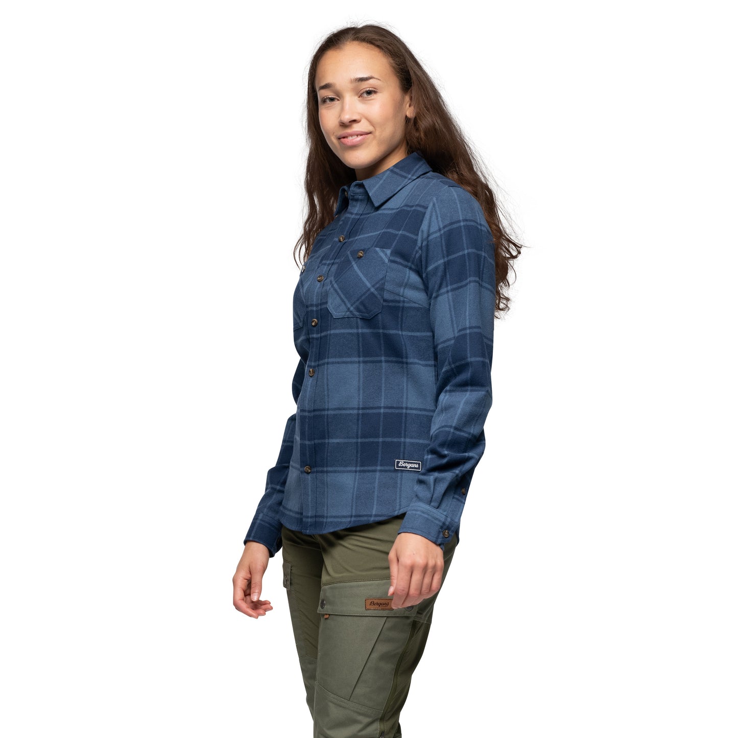 Bergans Nordmarka Flannel Shirt Women Granite Blue/Navy Blue Check