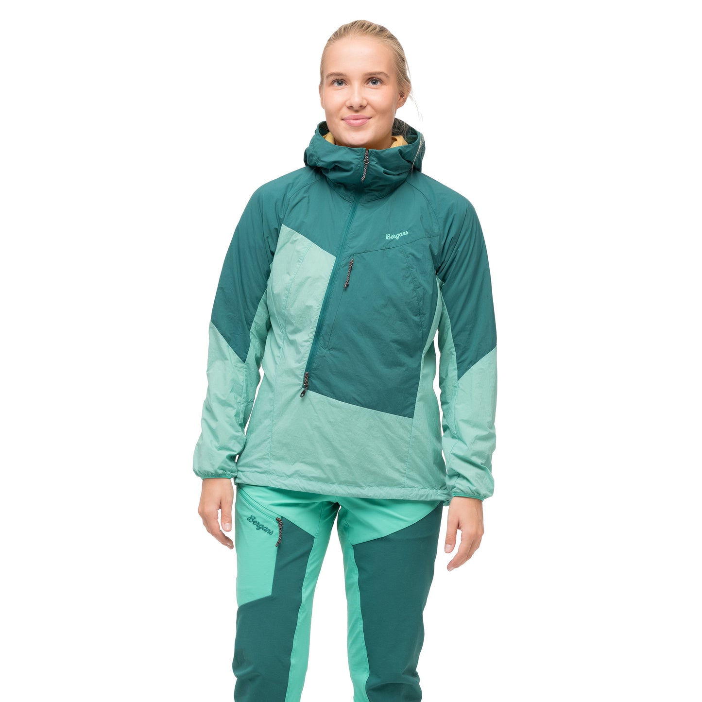Bergans Tind Windbreaker Anorak Women Light Malachite Green / Malachite Green