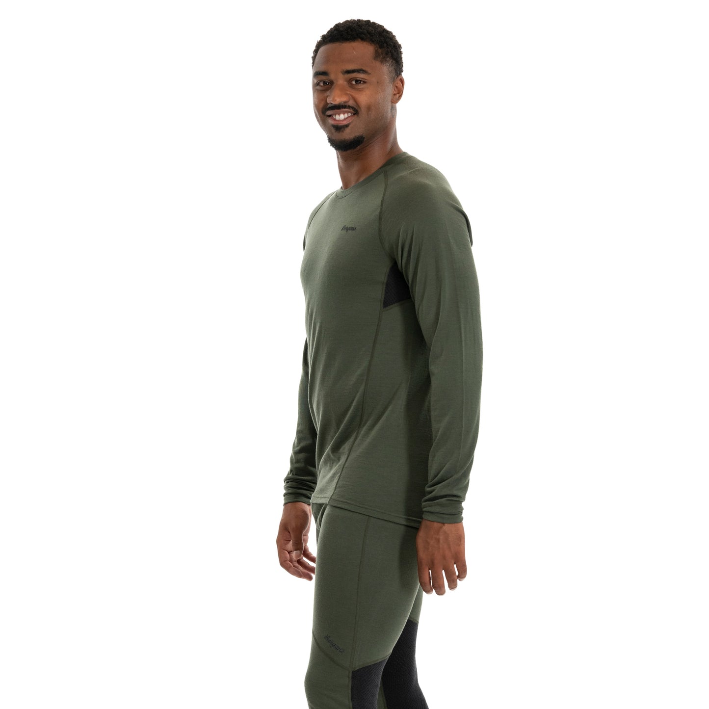 Bergans Inner:Pure Merino Long Sleeve Men Pine Forest / Dark Shadow Grey