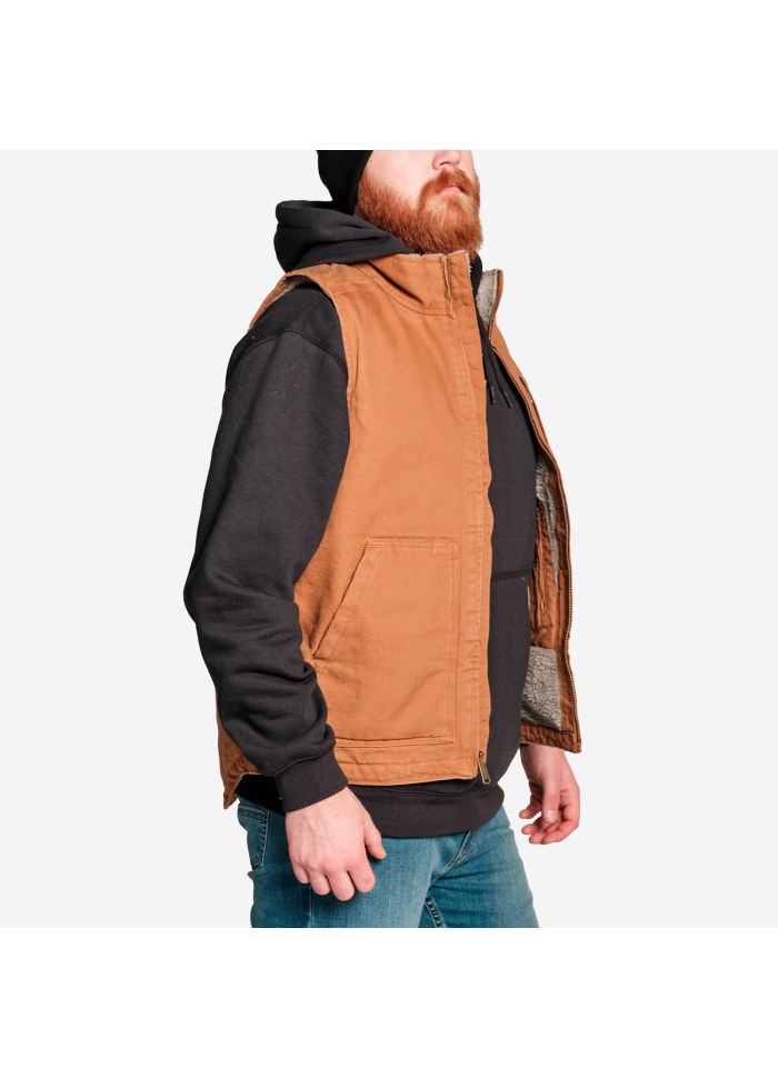 Carhartt Washed Duck Lined Mock Neck Vest Brown