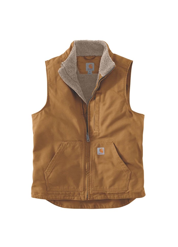 Carhartt Washed Duck Lined Mock Neck Vest Brown