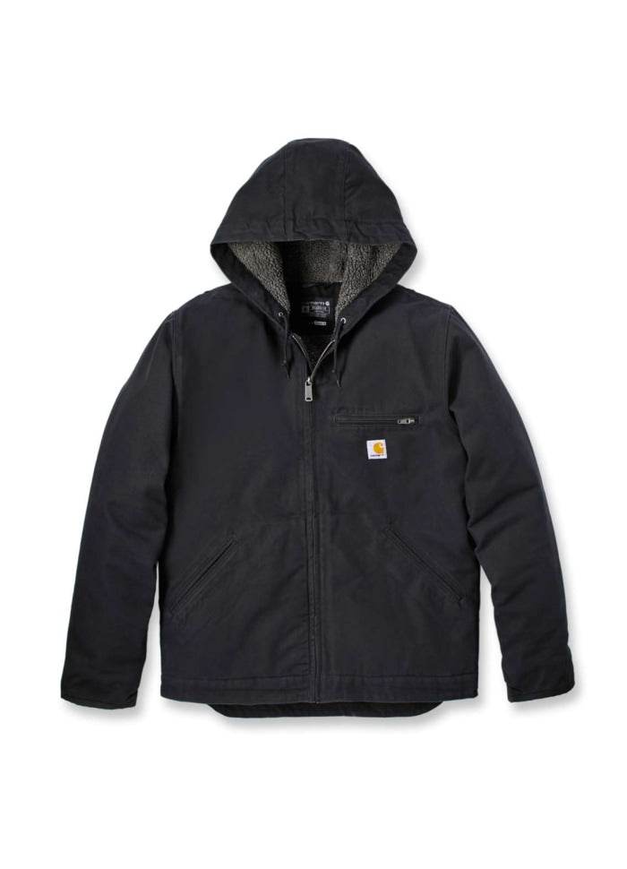 Carhartt Washed Duck Sherpa Lined Jacket Black - NatureLife