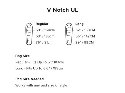 Big Agnes V Notch UL 40 (Primaloft) REGULAR LEFT