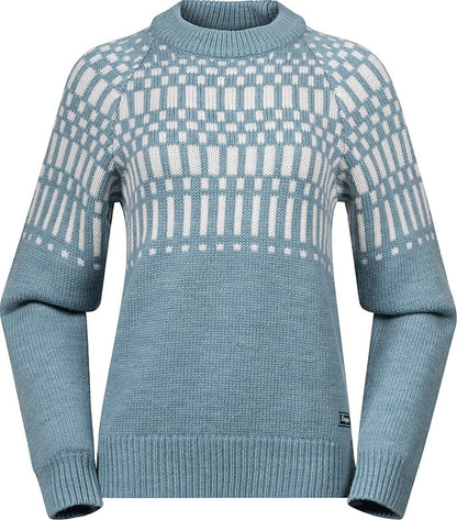 Bergans Nordmarka Merino Jumper Women Light Agave Green/Vanilla White