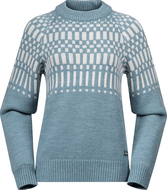 Bergans Nordmarka Merino Jumper Women Light Agave Green/Vanilla White